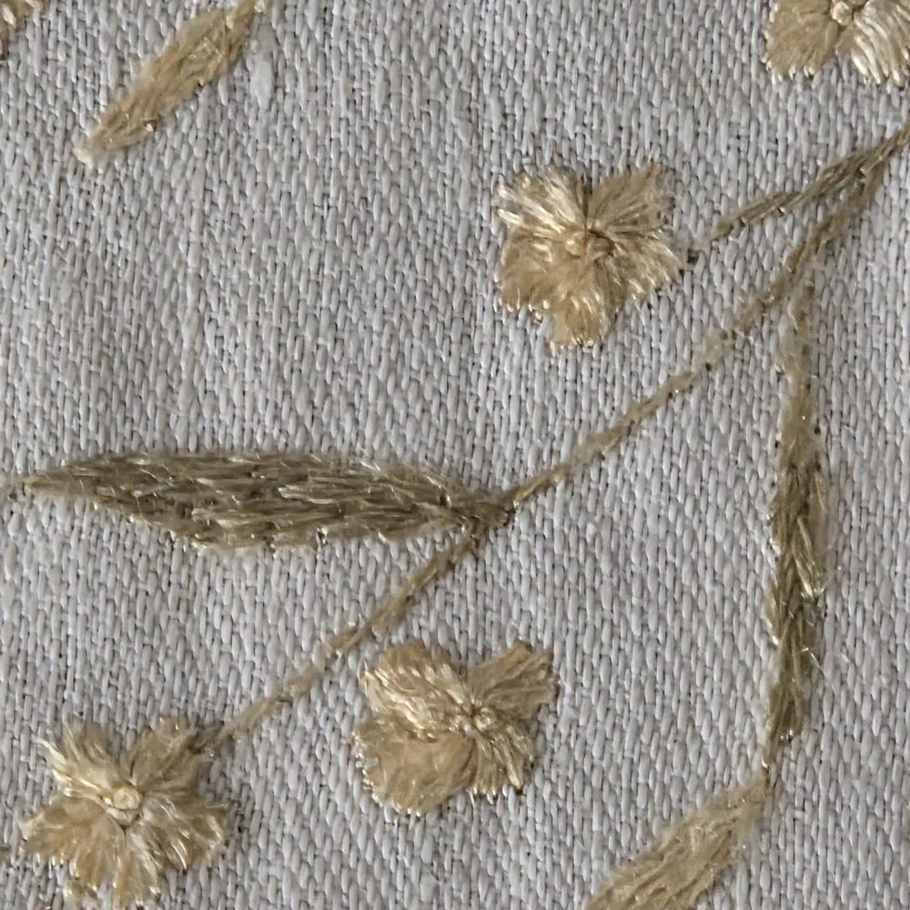 Elegant Wheat and Gold Floral Embroidered Dresser Scarf/Craft Resource